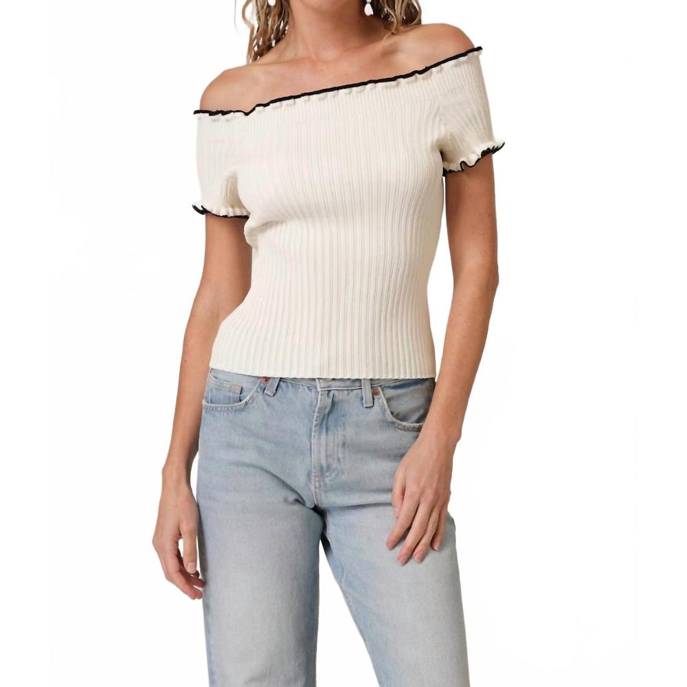 NEW LINE AND DOT reonny off the shoulder sweater in black/cream